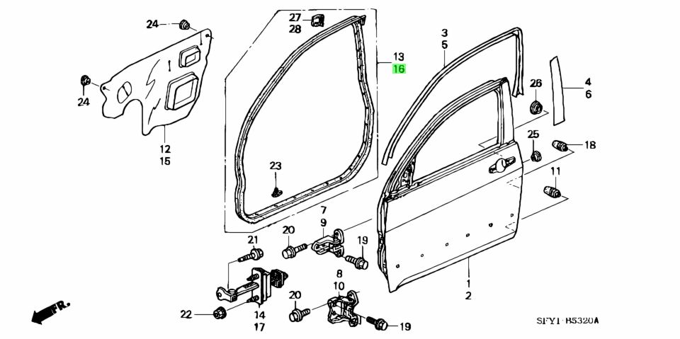 Buy Genuine Honda 72365SDAA02 (72365-SDA-A02) Sub Seal, L. Fr. Door ...