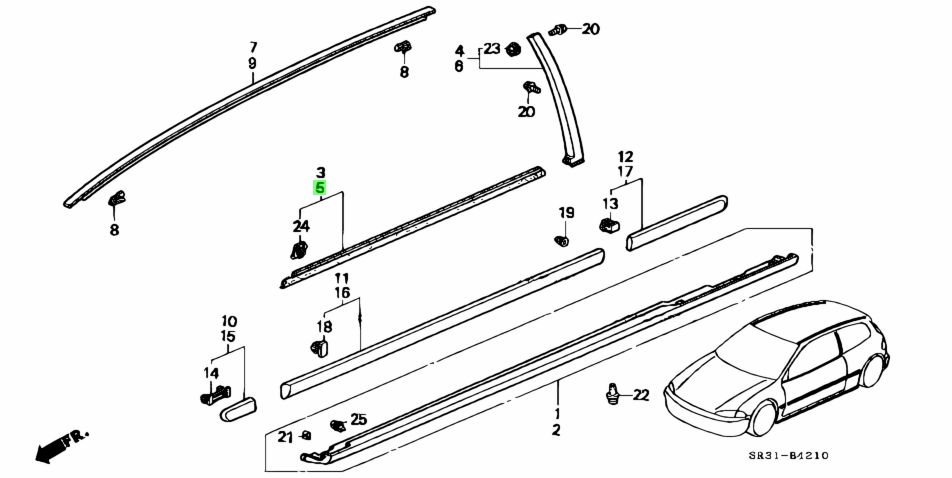 Buy Genuine Honda 72450SR3003 (72450-SR3-003) Molding Assy., L. Fr