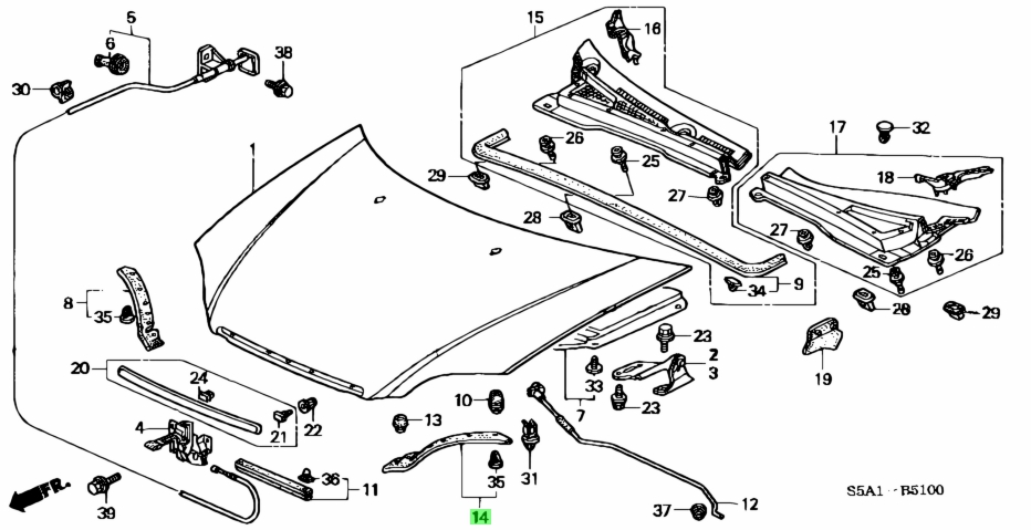 Buy Genuine Honda 74192S5A000 (74192-S5A-000) Rubber, L. Hood Seal ...