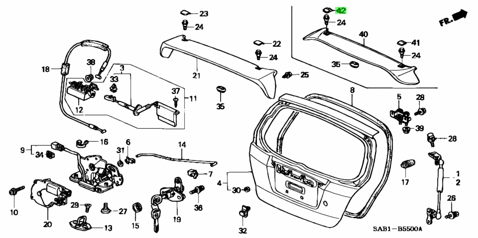 Buy Genuine Honda 74971SAAJ01ZF (74971-SAA-J01ZF) Lid, L. Tailgate ...