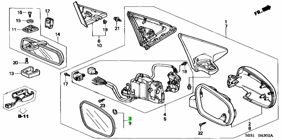 Buy Genuine Honda 76203S04J01 (76203-S04-J01) Mirror, R. (1400R