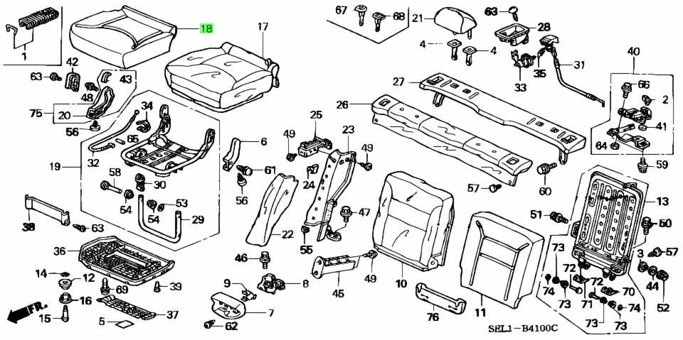 Buy Genuine Honda 82132SELT11 (82132-SEL-T11) Pad Assy., R. Rr. Seat ...