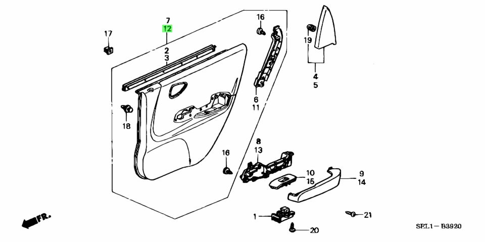 Buy Genuine Honda 83783SELT02ZD (83783-SEL-T02ZD) Lining Comp., L. Rr ...