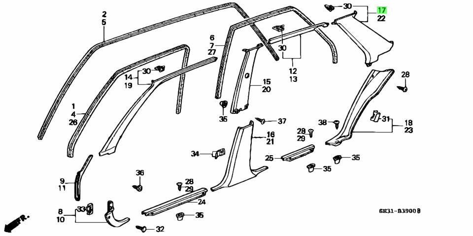 Buy Genuine Honda 84131se3010zc (84131-se3-010zc) Lining, R. Rr. Pillar 