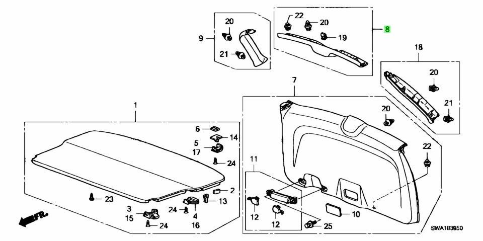 Buy Genuine Honda 84433SWA003ZB (84433-SWA-003ZB) Garnish Assy ...