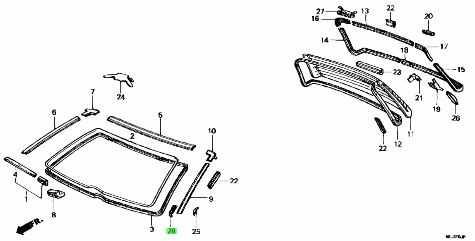 Buy Genuine Honda 90694SB0003 (90694-SB0-003) Clip, Windshield Molding ...