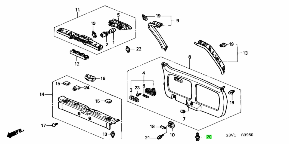 Buy Genuine Honda 91561S84A21ZB (91561-S84-A21ZB) Clip, Rr. Panel ...