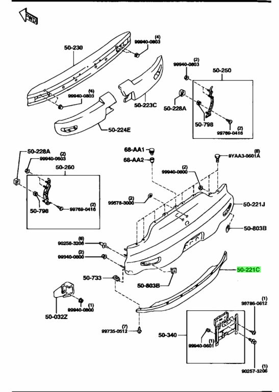 Buy Genuine Mazda FD0150231A Rear Lower Bumper. Prices, fast shipping ...