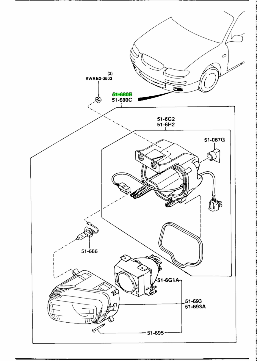 Купить Mazda T00251680A Front Fog Lamp (R) для Mazda Eunos 800 ...