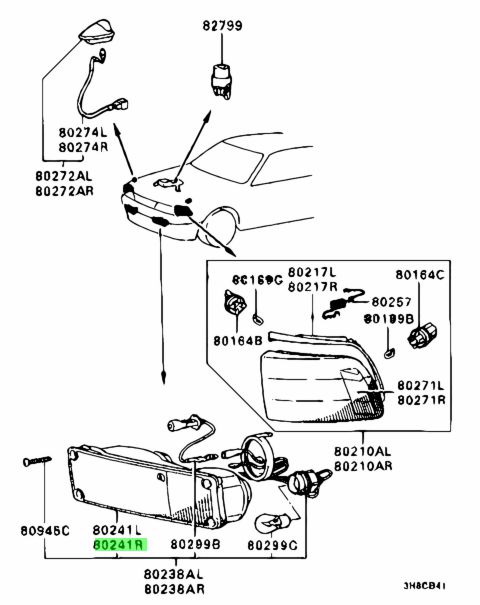 Buy Genuine Mitsubishi MB529132 Lamp Unit,turn Signal & Fog,fr Rh ...