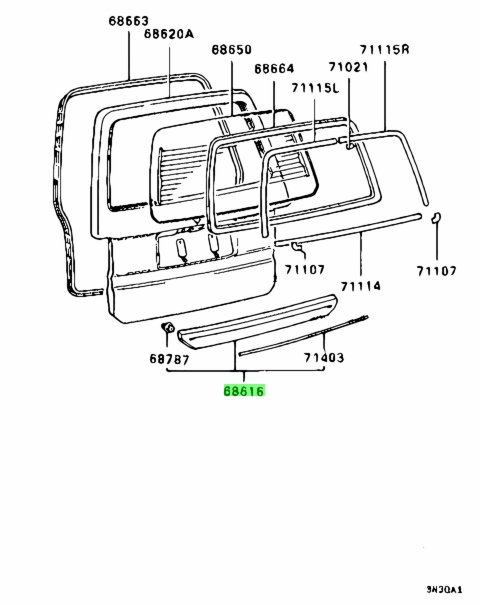 Buy Genuine Mitsubishi Mb Garnish Tailgate For Mitsubishi Minicab