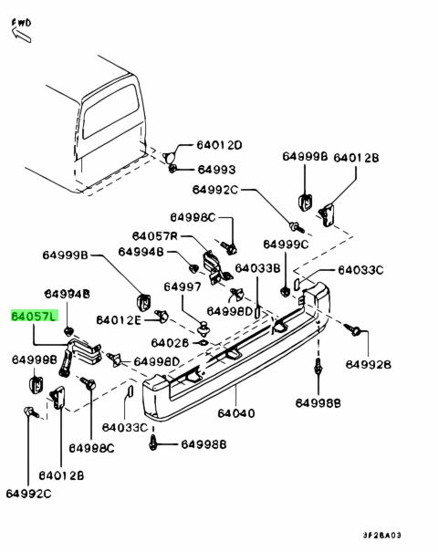 Buy Genuine Mitsubishi MQ902961 Stay,rr Bumper,lh for Mitsubishi Delica ...