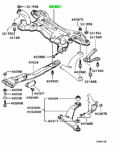 Buy Genuine Mitsubishi MR594300 Crossmember,fr Axle,no.1 for Mitsubishi ...