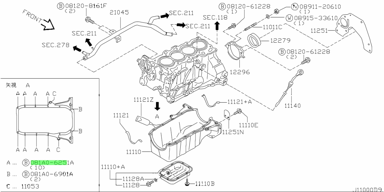 Buy Genuine Nissan 081A06251A (081A0-6251A) Bolt. Prices, fast shipping ...