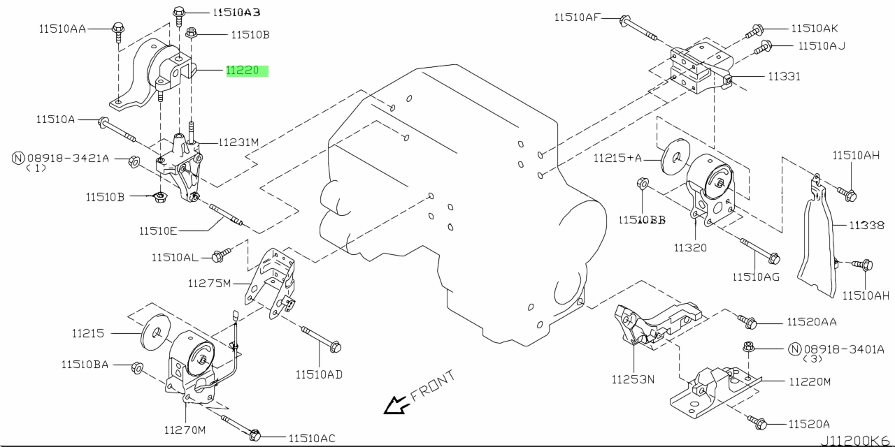 Buy Genuine Nissan 11210CA000 (11210-CA000) Insulator, Engine Mounting ...