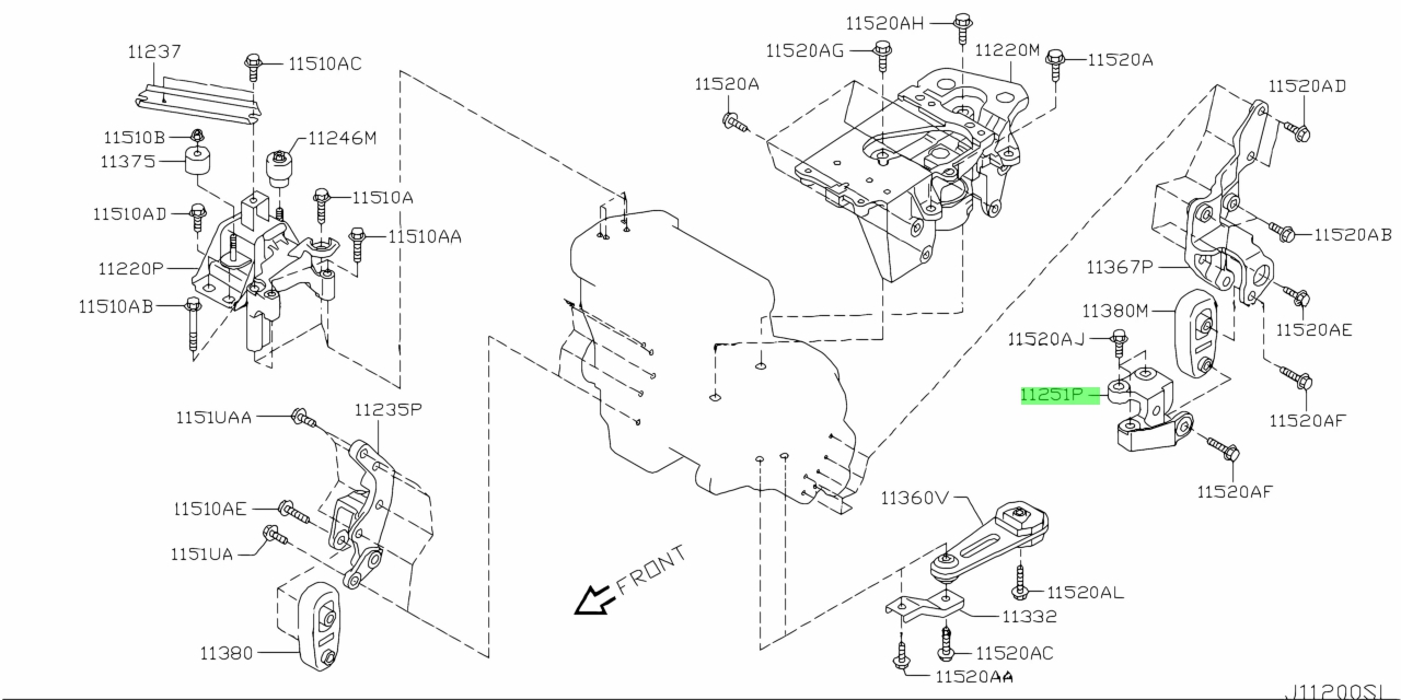 Buy Genuine Nissan 11251EN000 (11251-EN000) Support Assembly, Engine ...