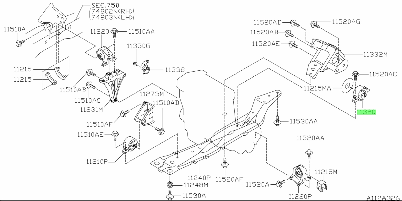 Buy Genuine Nissan 113205V000 (11320-5V000) Insulator, Engine Mounting ...