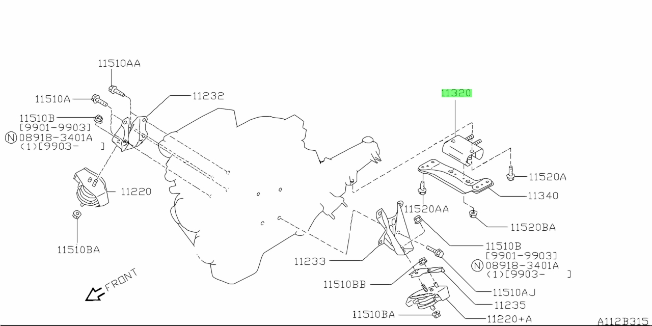 Buy Genuine Nissan 1132090F01 (11320-90F01) Insulator, Engine Mounting ...