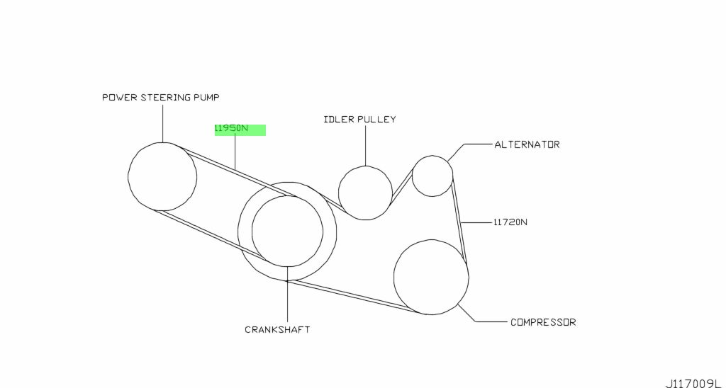 Приводной ремень мурано. 11950-31u02. Nissan 11720ja10b. 11950-31u02 размер. Приводной ремень Ниссан Мурано z51 схема.