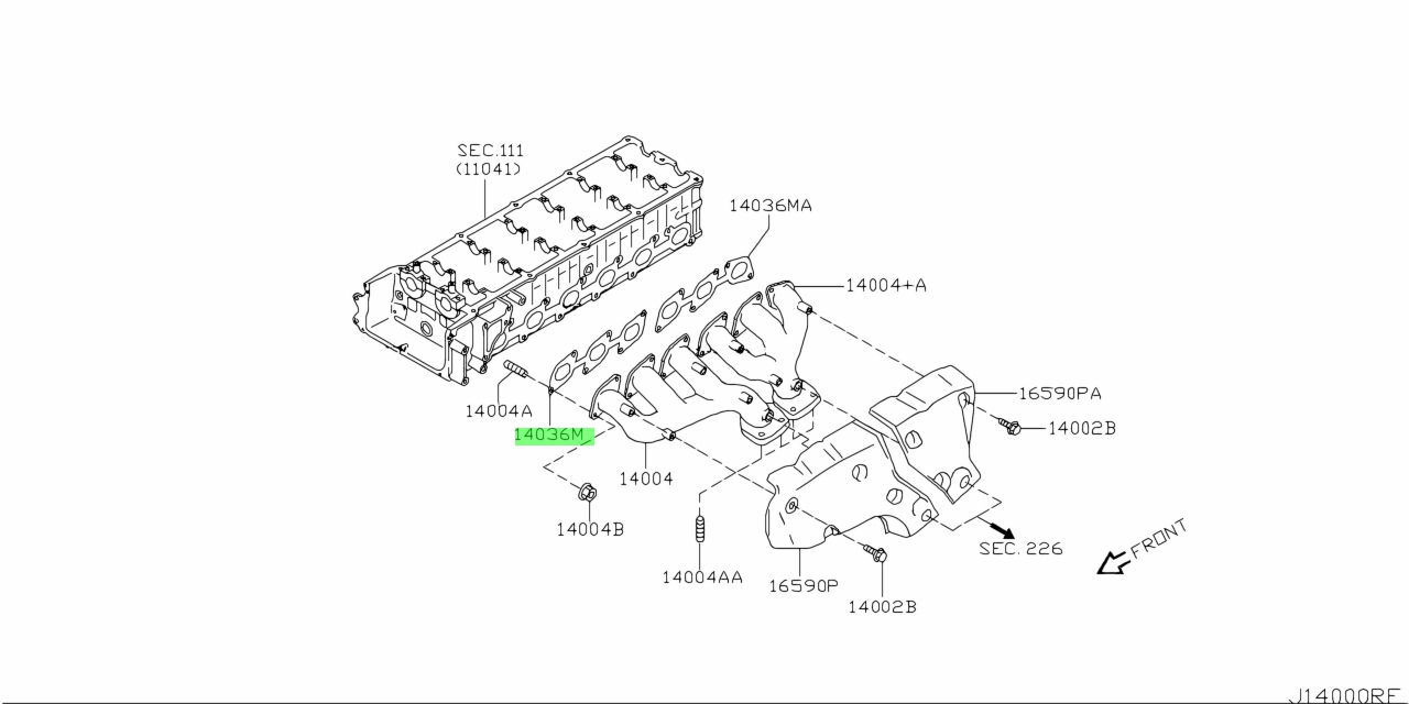 Buy Genuine Nissan 14036vc200 14036 Vc200 Gasket Exhaust Manifold Agasket Exhaust Manifold 4054