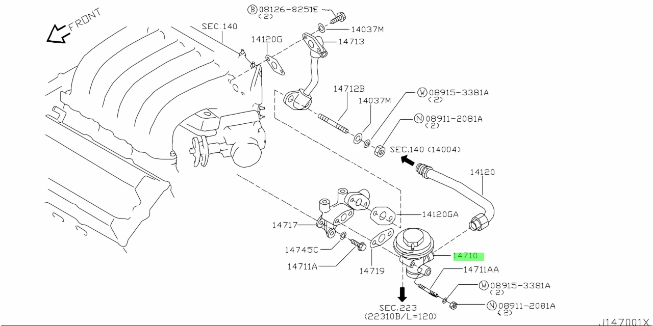 Buy Genuine Nissan 1471038U00 (14710-38U00) Valve Assembly,egr Control ...