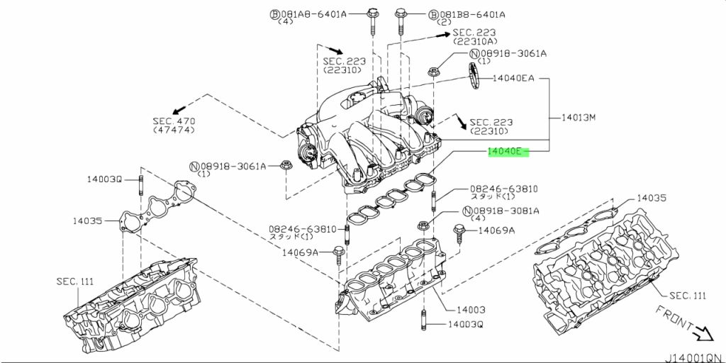 Buy Genuine Nissan 16175JA10A (16175-JA10A) Gasket, Adapter