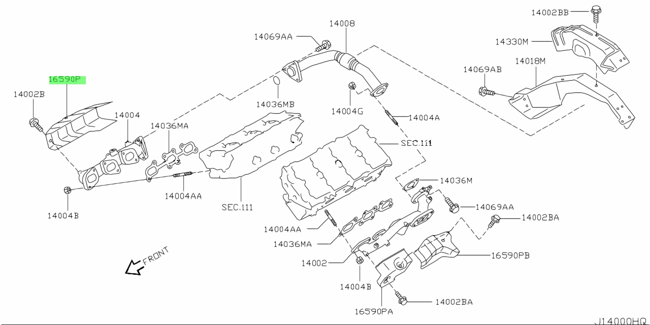 Buy Genuine Nissan 16590AQ800 (16590-AQ800) Cover, Exhaust Manifold for ...