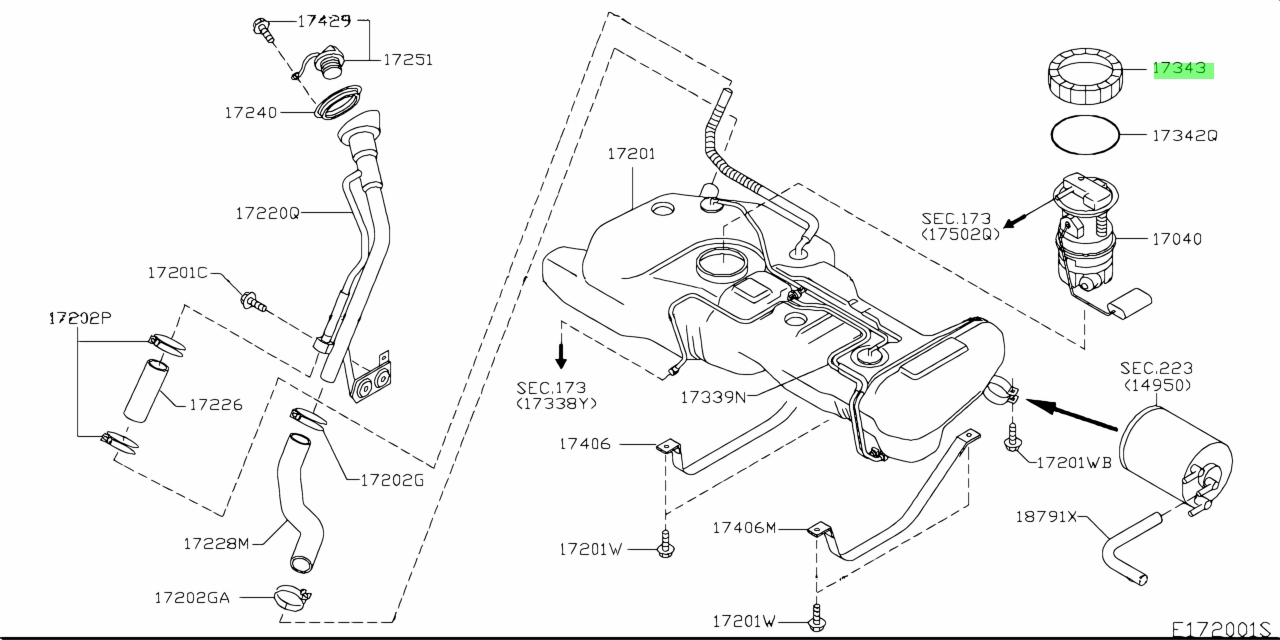 Buy Genuine Nissan 17343AX000 (17343-AX000) Plate, Lock Fuel Gauge