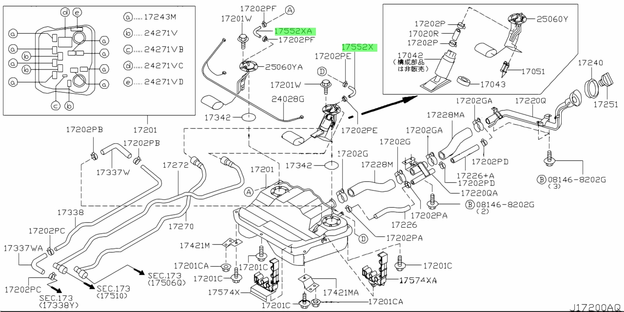 Buy Genuine Nissan 175525V210 (17552-5V210) Hose, Fuel. Prices, fast ...