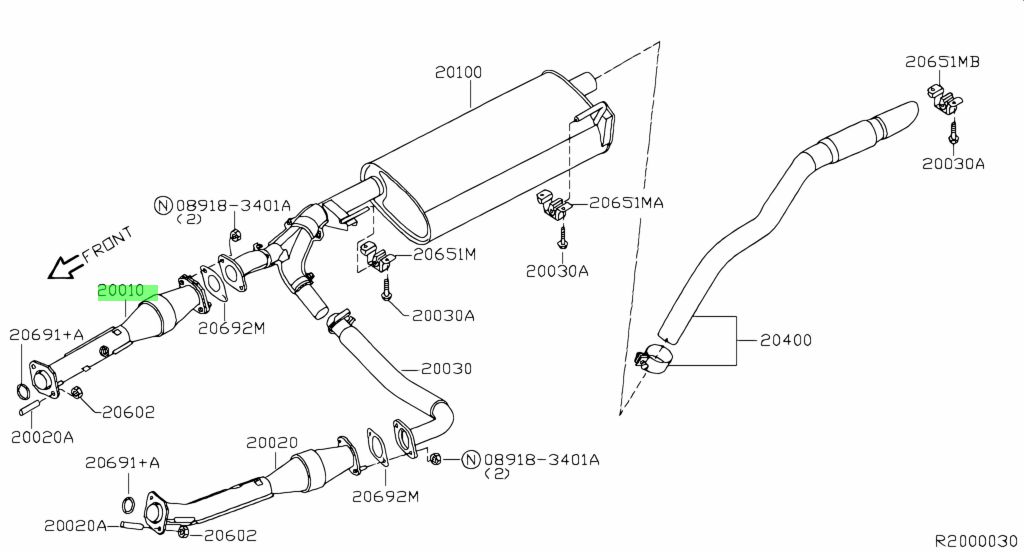 Buy Genuine Nissan 20010ZL20A (20010-ZL20A) Tube Assembly-Exhaust,front ...