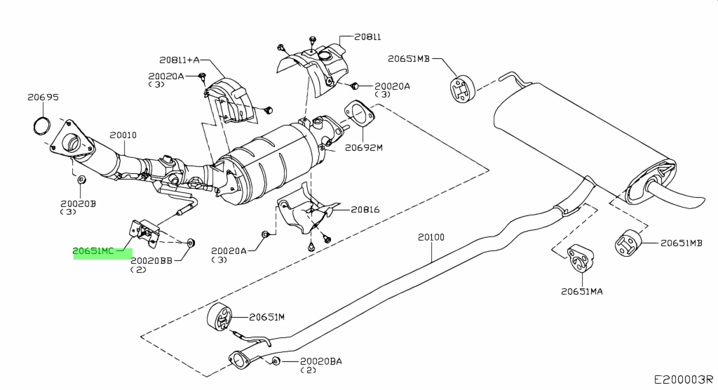 Ниссан кашкай j10 схема выхлопной системы