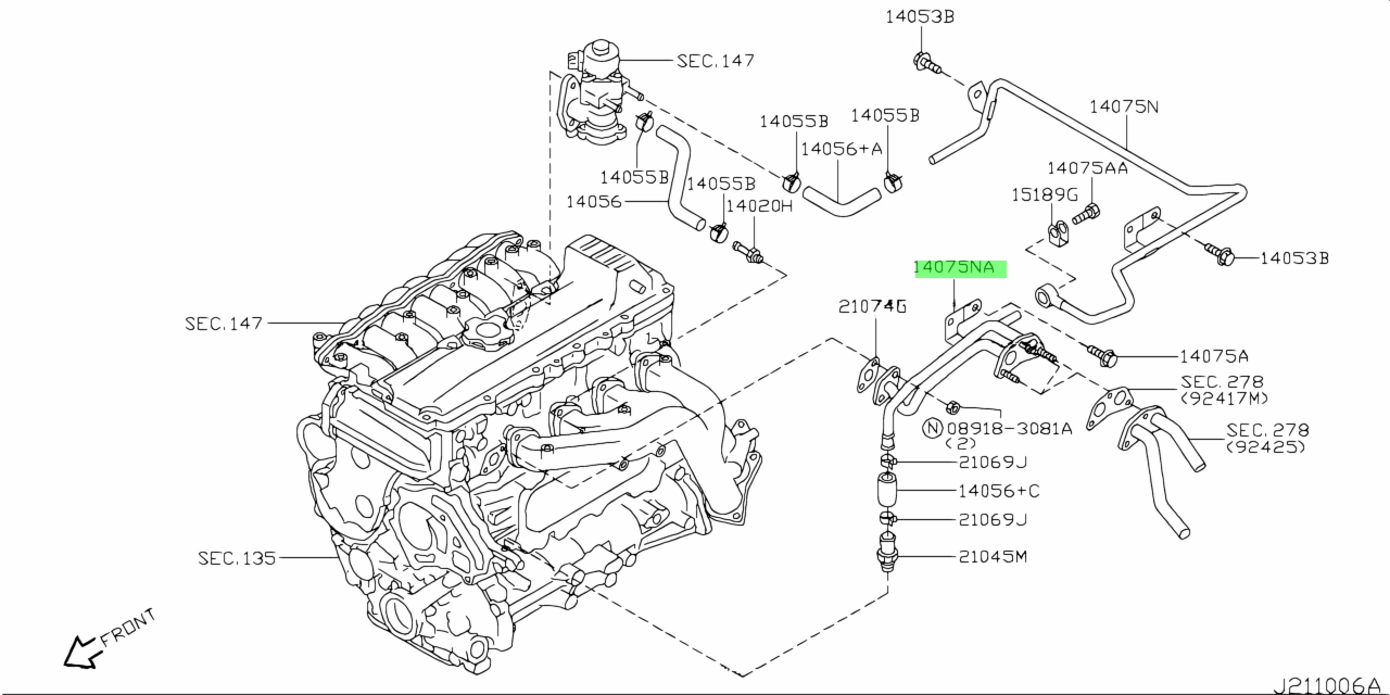 Buy Genuine Nissan 21022VW201 (21022-VW201) Pipe Assembly, Heater Feed ...