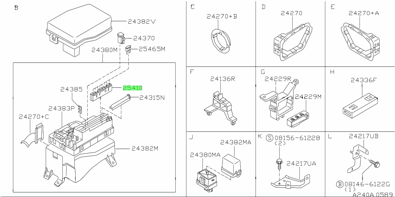 Buy Genuine Nissan 243114P000 (24311-4P000) Block Assembly, Fuse ...