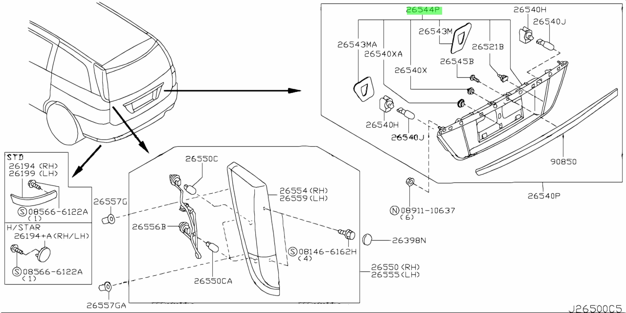 Buy Genuine Nissan 26544CN20A (26544-CN20A) Housing Assembly, Back Up ...