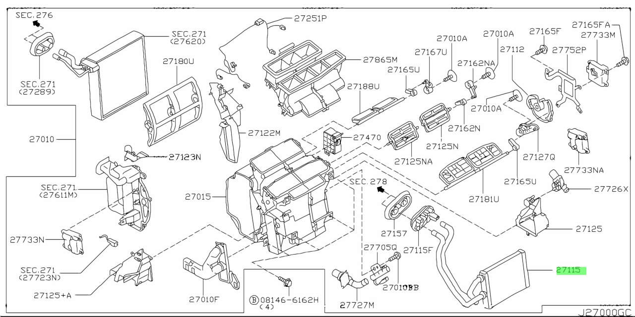 Buy Genuine Nissan 271409Y000 (27140-9Y000) Core Assembly, Front Heater ...