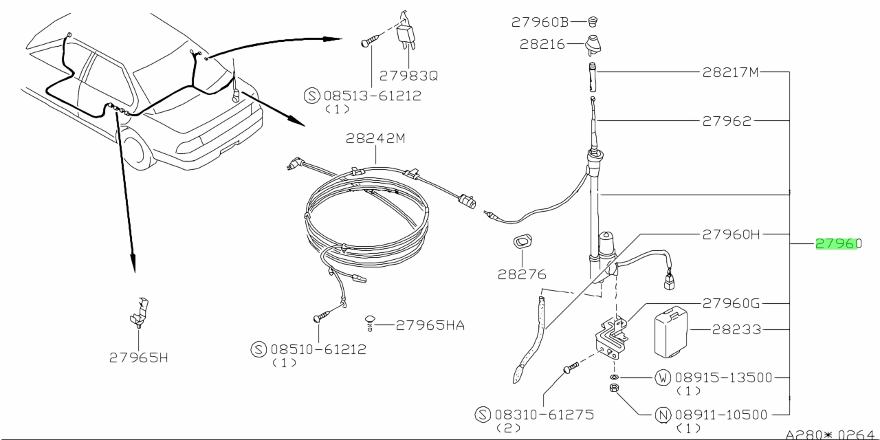 Buy Genuine Nissan 2820088E00 (28200-88E00) Antenna Assembly for Nissan ...