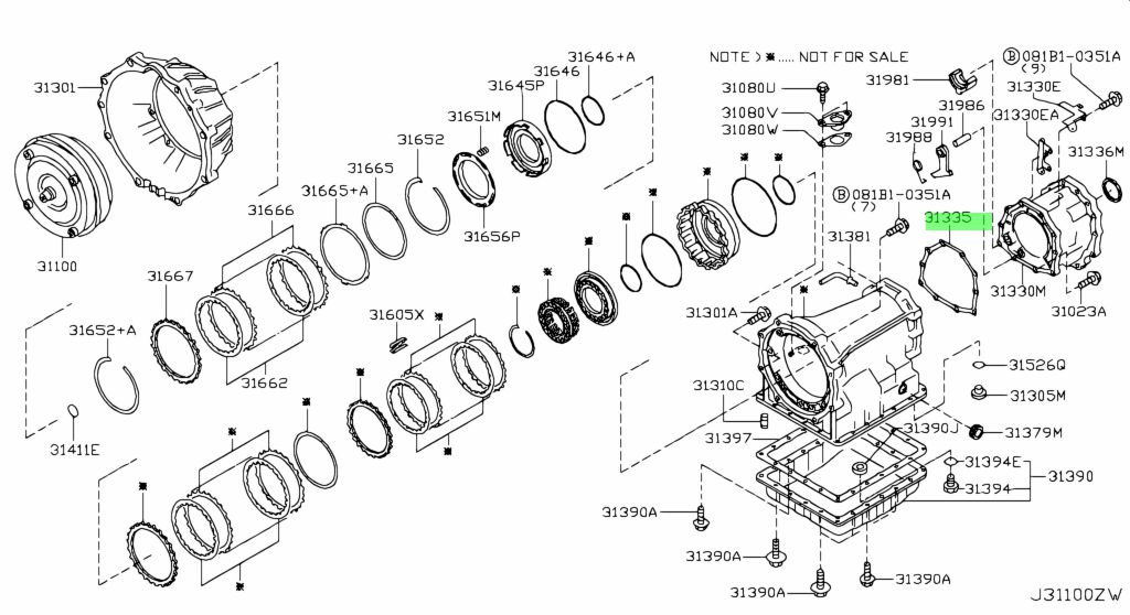 Genuine Nissan Gasket-Extension 31338-95X0A 