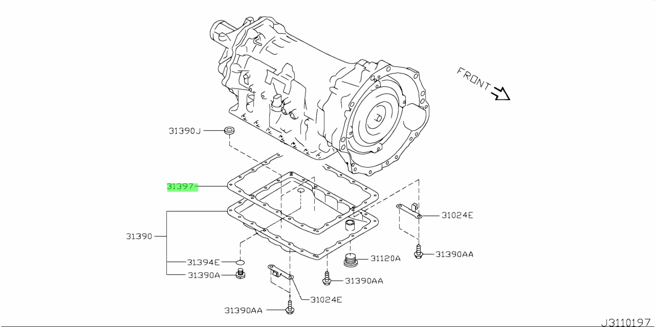 Buy Genuine Nissan 313971XJ0A (31397-1XJ0A) Gasket, Oil Pan