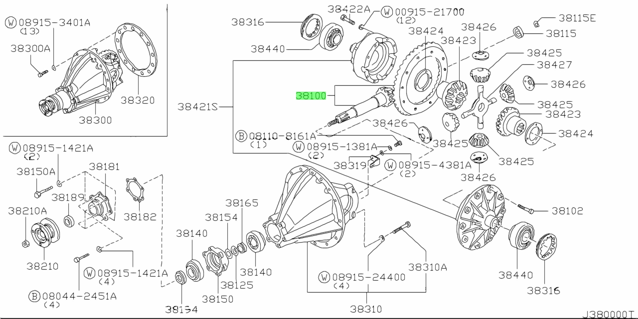 Buy Genuine Nissan 38100H2700 (38100-H2700) Gear Set, Final Drive ...