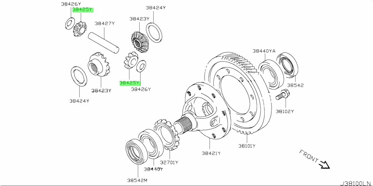 Buy Genuine Nissan 384254A00A (38425-4A00A) Pinion, Mate for Nissan ...