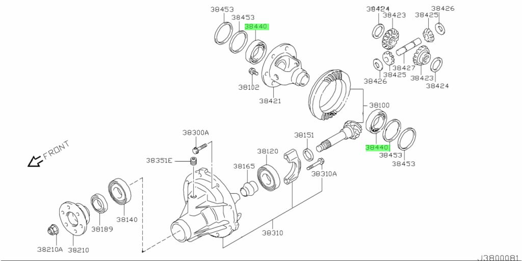 Genuine Nissan 386734A0A3 - BEARING, DIFFERENTIAL SIDE