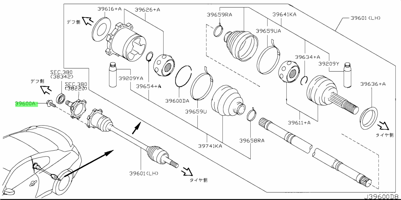 Buy Genuine Nissan 3960617V0A (39606-17V0A) Bolt. Prices, fast shipping ...