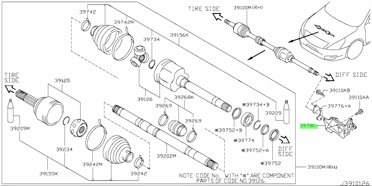 Buy Genuine Nissan 39780JG34C (39780-JG34C) Bracket, Bearing Support ...