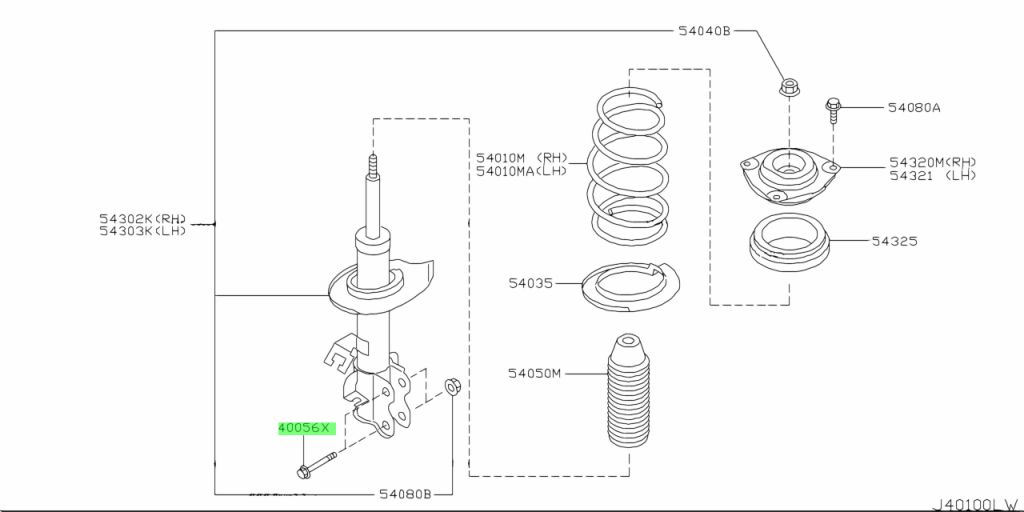 Buy Genuine Nissan 40056EN01A (40056-EN01A) Bolt. Prices, fast shipping ...