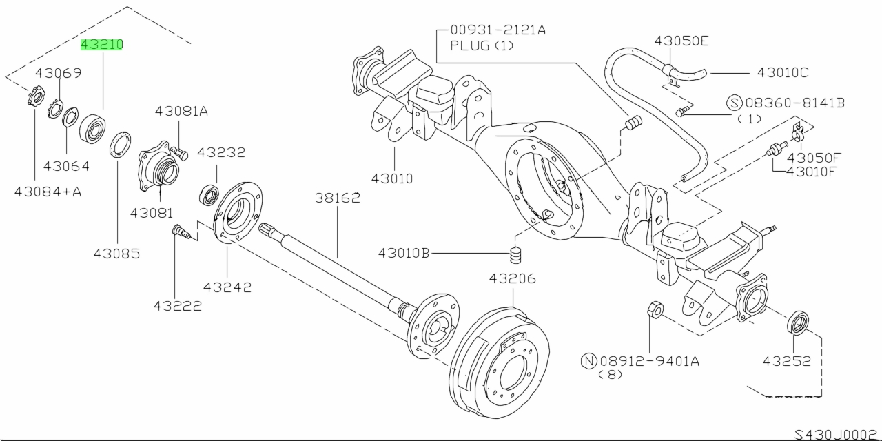 Buy Genuine Nissan 4321042G10 (43210-42G10) Bearing, Rear Axle Inner ...