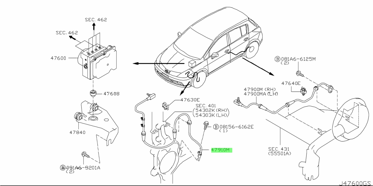 Buy Genuine Nissan 47910ED000 (47910-ED000) Sensor Assembly, Anti Skid ...