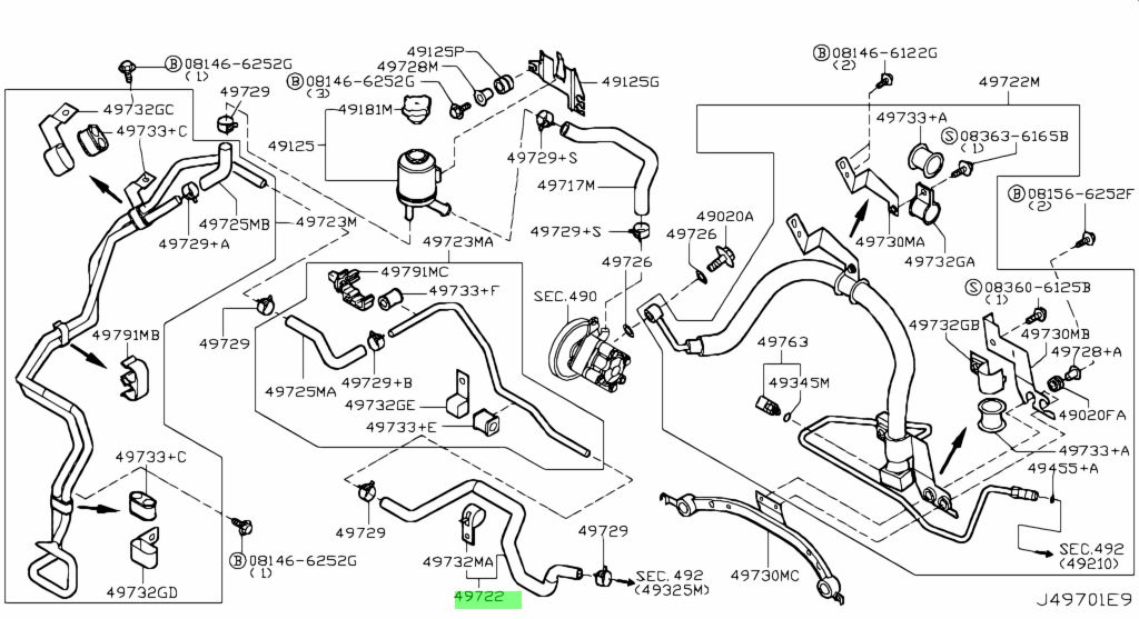 Buy Genuine Nissan 497268H90A (49726-8H90A) Hose Assy-Power Steering ...