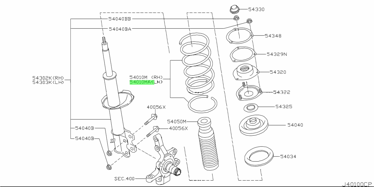 Buy Genuine Nissan 540101A51A (54010-1A51A) Spring, Front for Nissan ...