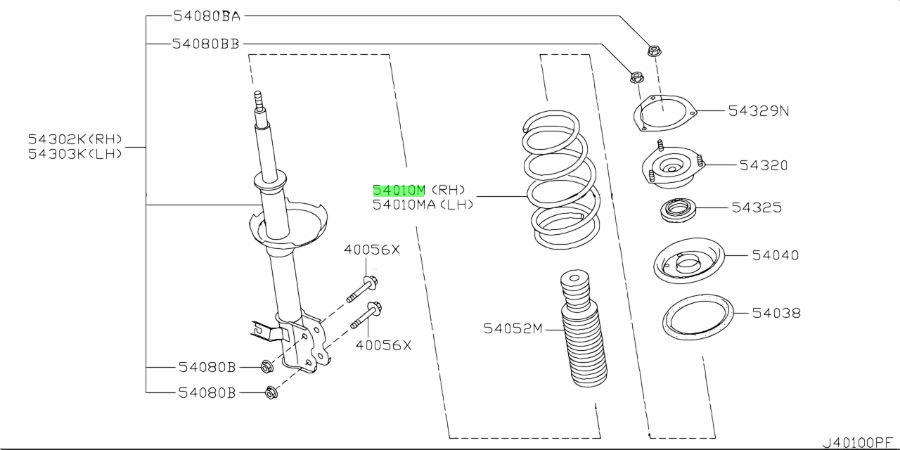 Buy Genuine Nissan 540104M404 (54010-4M404) Spring, Front. Prices, fast ...