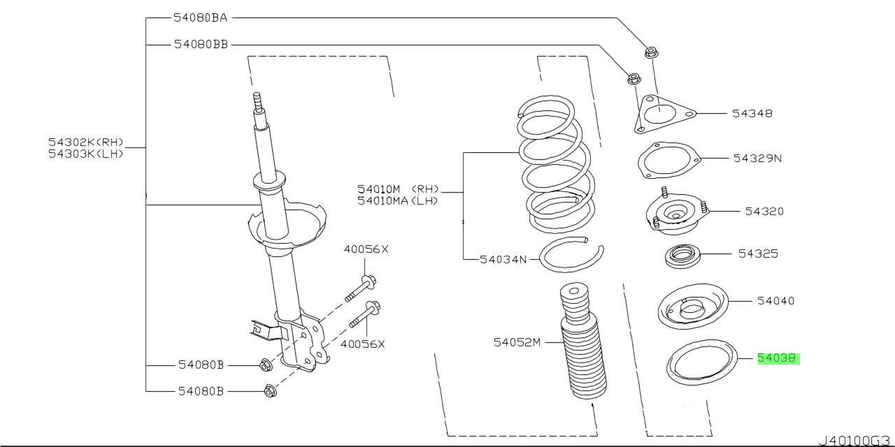 Buy Genuine Nissan 540344M400 (54034-4M400) Spacer, Seat Rh. Prices ...